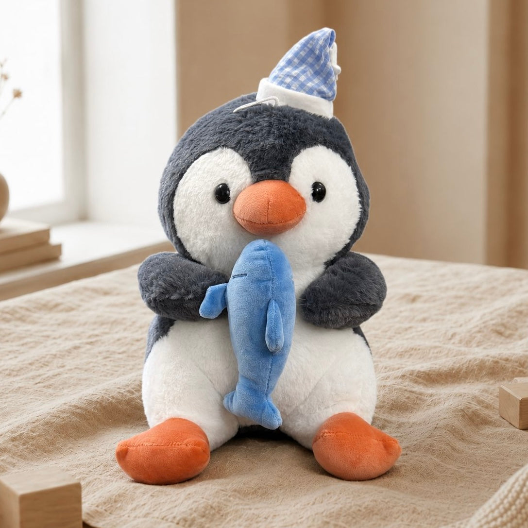 Penguin with Fish Plush
